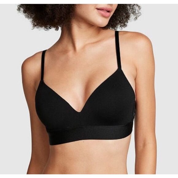 EUC Victoria’s Secret PINK Black Wear Everywhere Lightly Lined Wireless Bra 32A - Picture 1 of 2